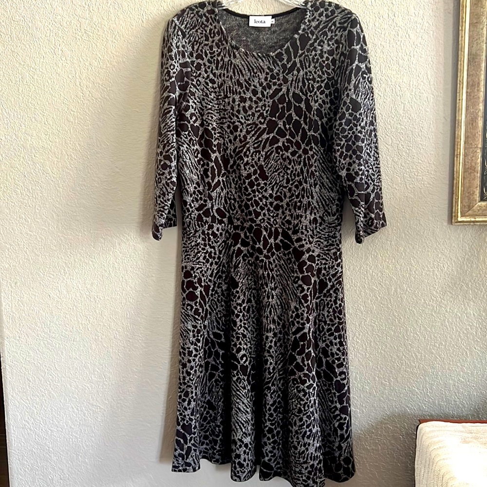 Leota stitch fix knit dress animal print fall winter dress. A line. Never worn